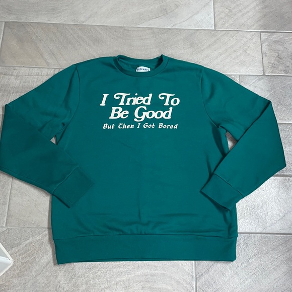 Old Navy Holiday Graphic Sweatshirt “I Tried to Be Good”, Men’s Lg - Picture 1 of 5